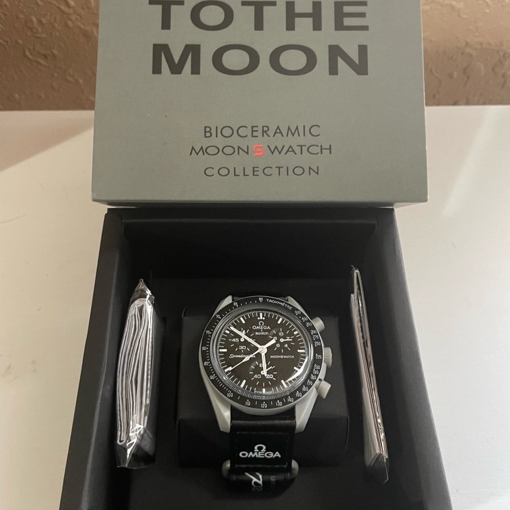 Omega Bioceramic MoonSwatch Black Chronograph Watch - Black